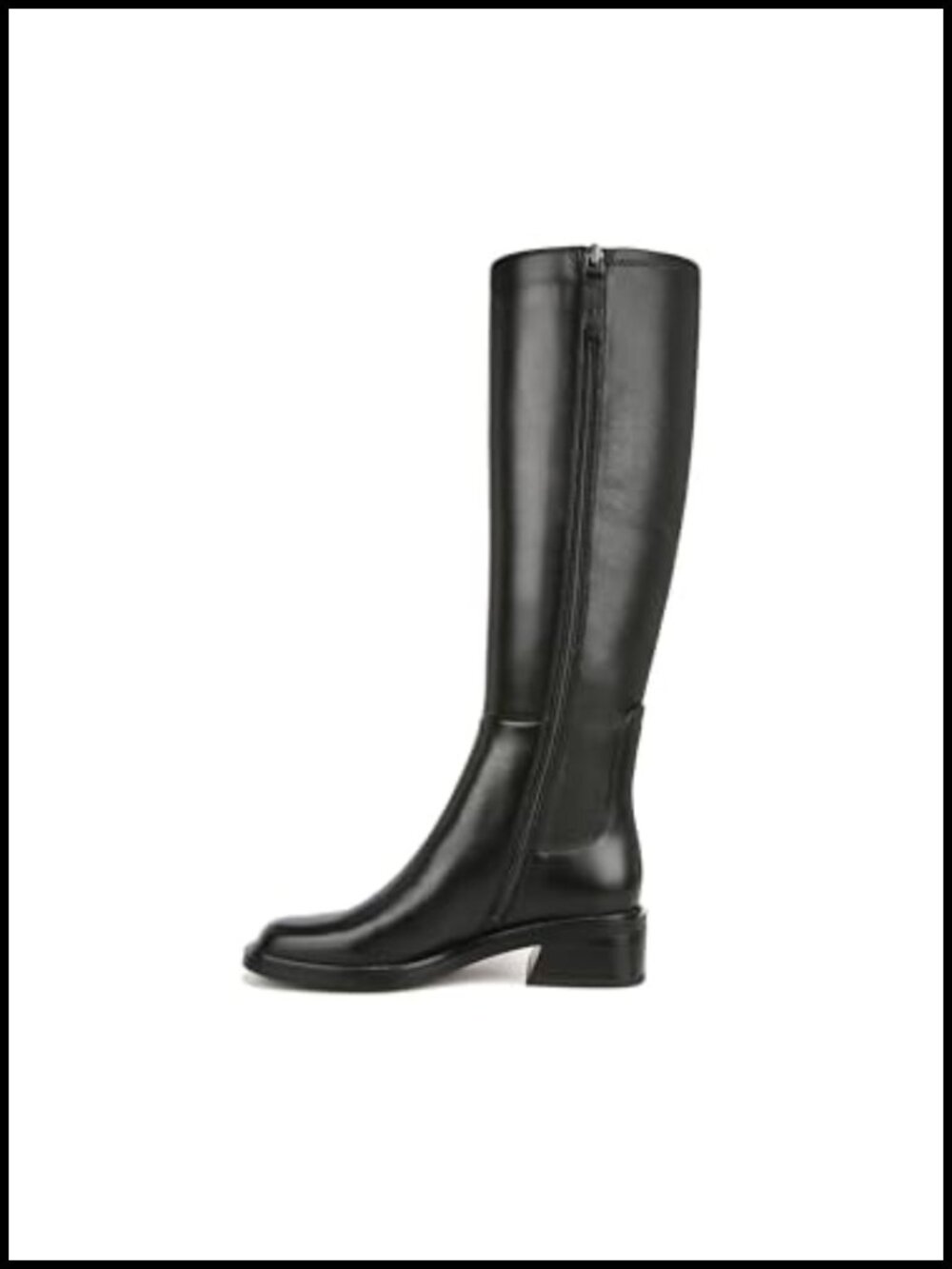 Wide Calf Knee High Flat Boots Leather Synthetic Stretch Square Toe Side Zip